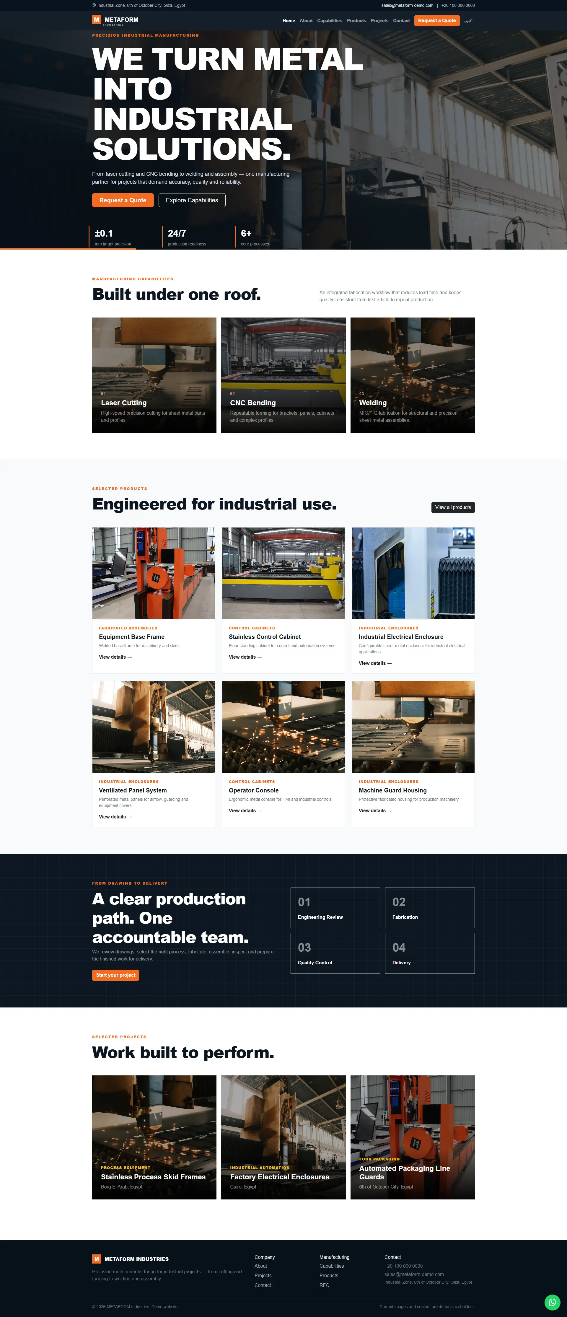 METAFORM Industries – Bilingual Manufacturing Website & RFQ Platform